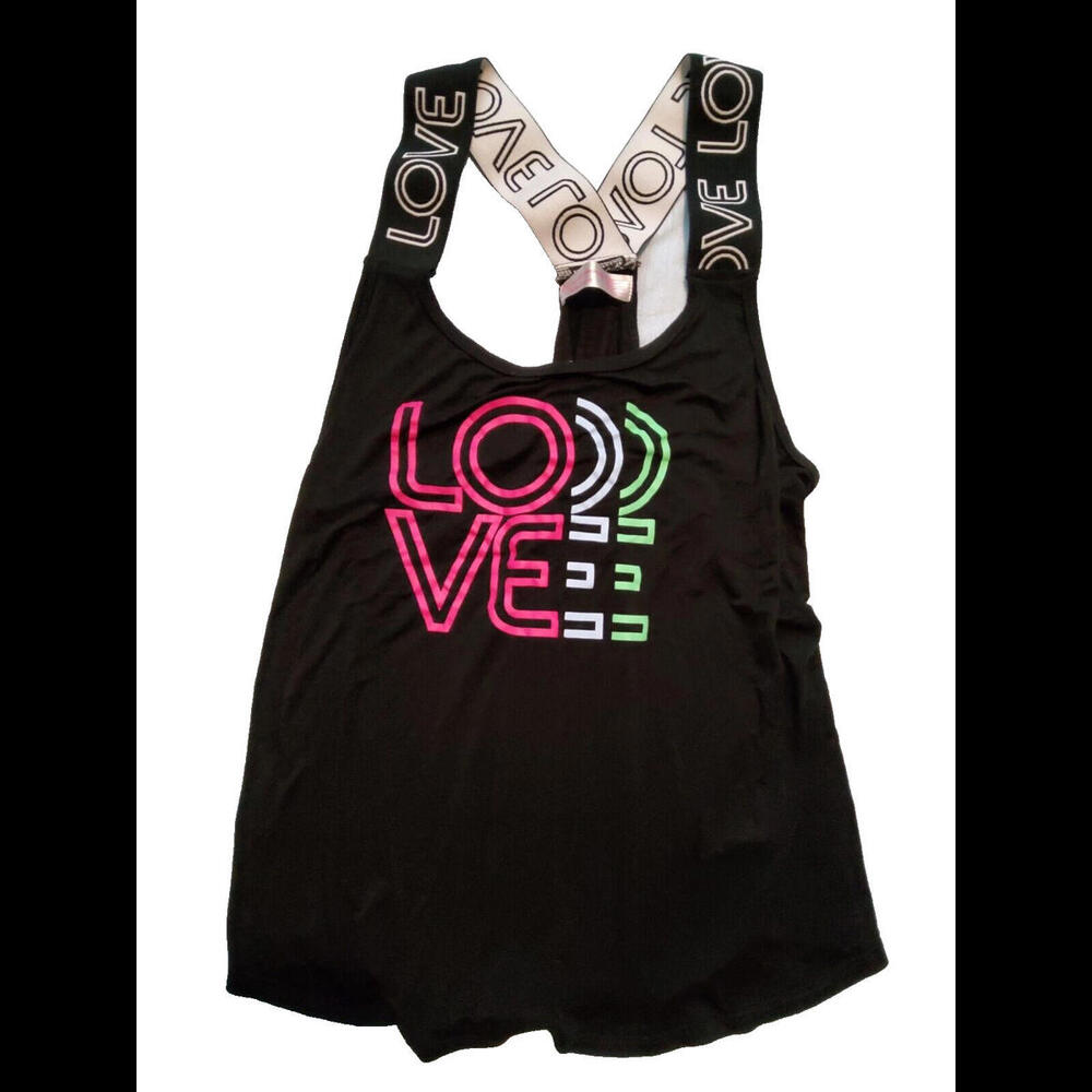No Boundries Ladies Razor Tank Elastic Straps LOVE Rainbow Theme XL